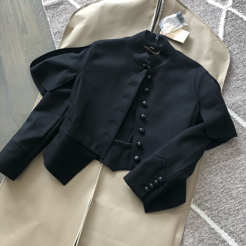 Burberry wool jacket NWT black size 0